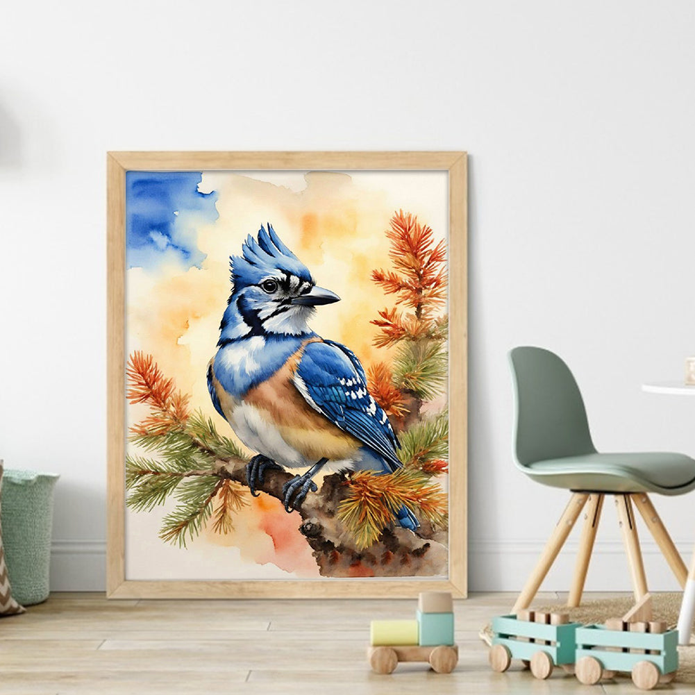 Blue Tit In The Woods - 11CT Stamped Cross Stitch 40*50CM(Joy Sunday)