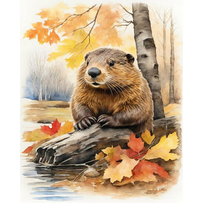 Woods Beaver - 11CT Stamped Cross Stitch 40*50CM(Joy Sunday)