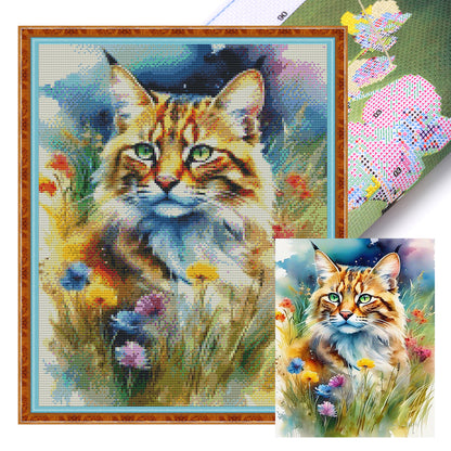 Forest Cat - 11CT Stamped Cross Stitch 40*50CM(Joy Sunday)