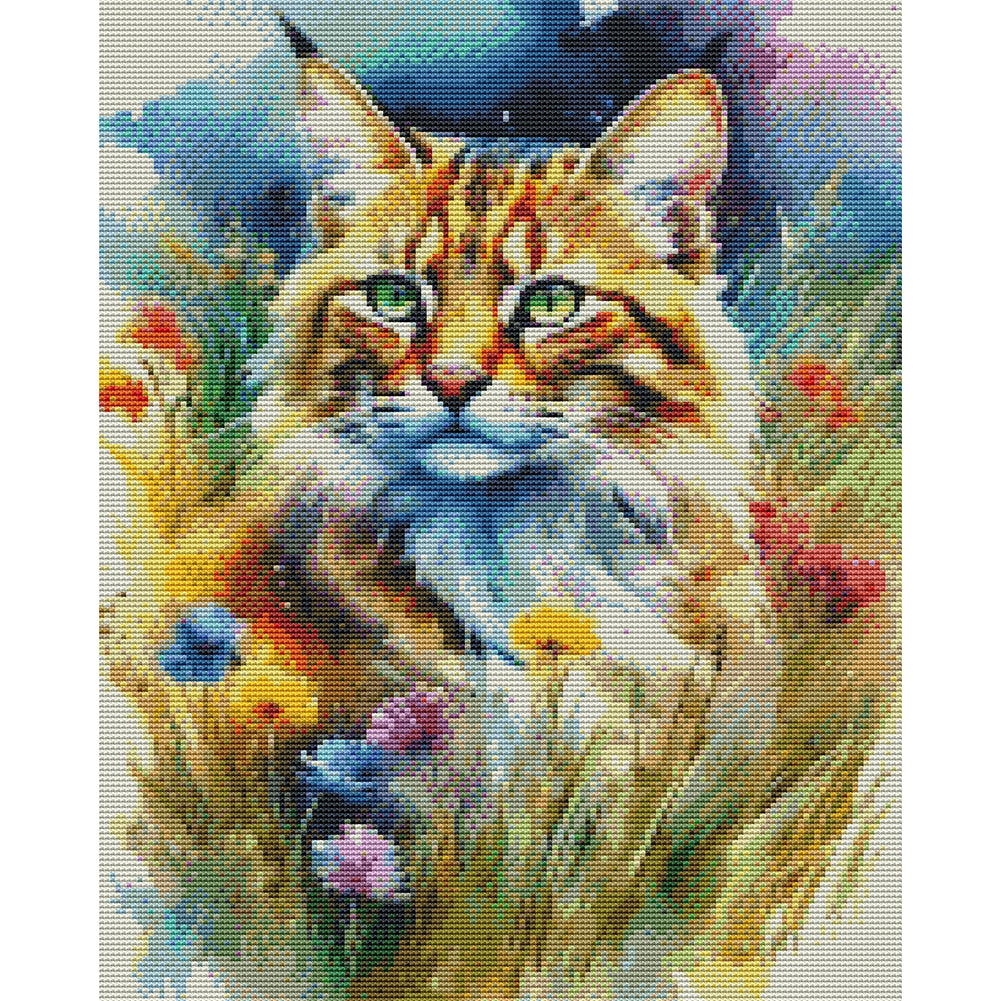 Forest Cat - 11CT Stamped Cross Stitch 40*50CM(Joy Sunday)