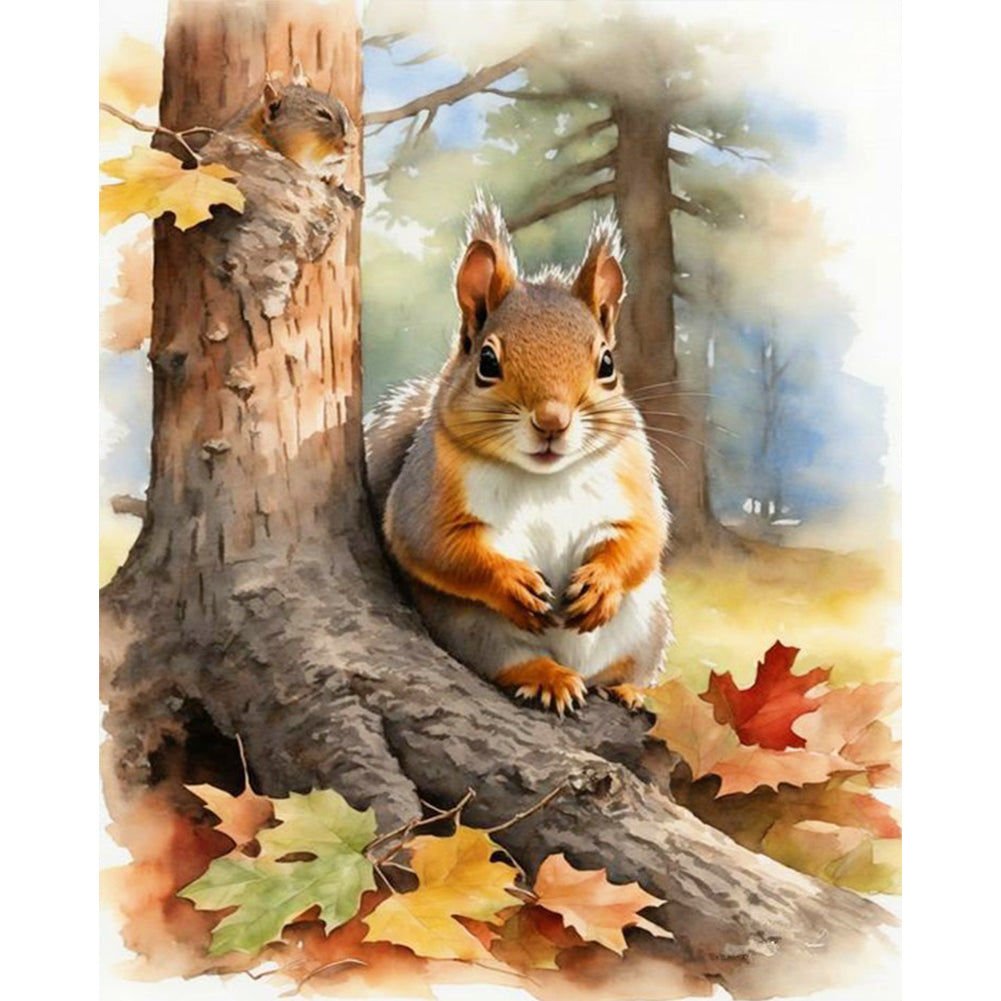 Woods Squirrel - 11CT Stamped Cross Stitch 40*50CM(Joy Sunday)