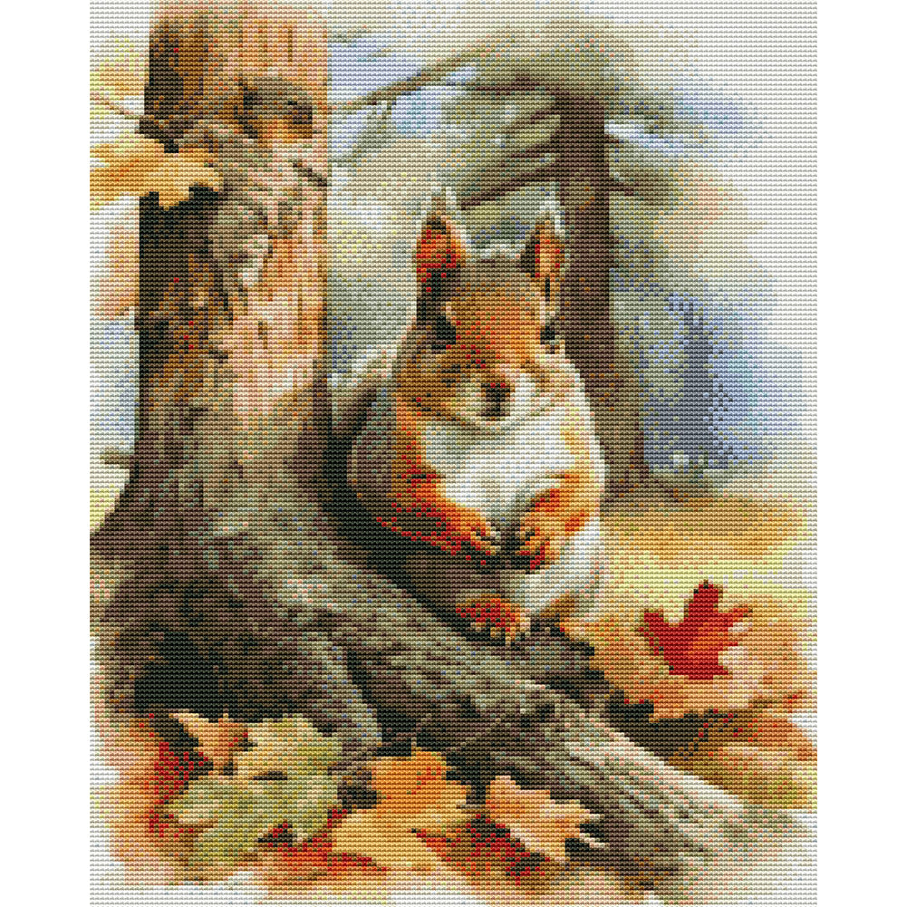 Woods Squirrel - 11CT Stamped Cross Stitch 40*50CM(Joy Sunday)