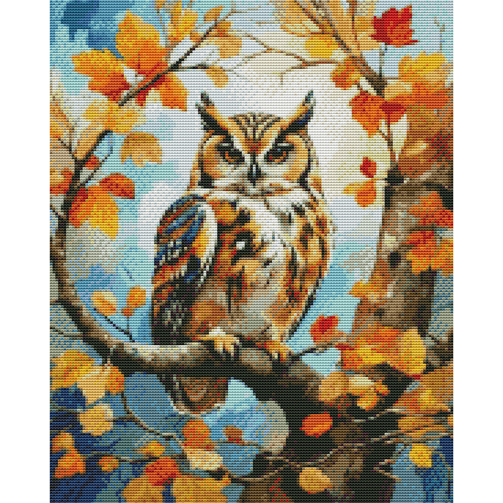 Wood Owl - 11CT Stamped Cross Stitch 40*50CM(Joy Sunday)