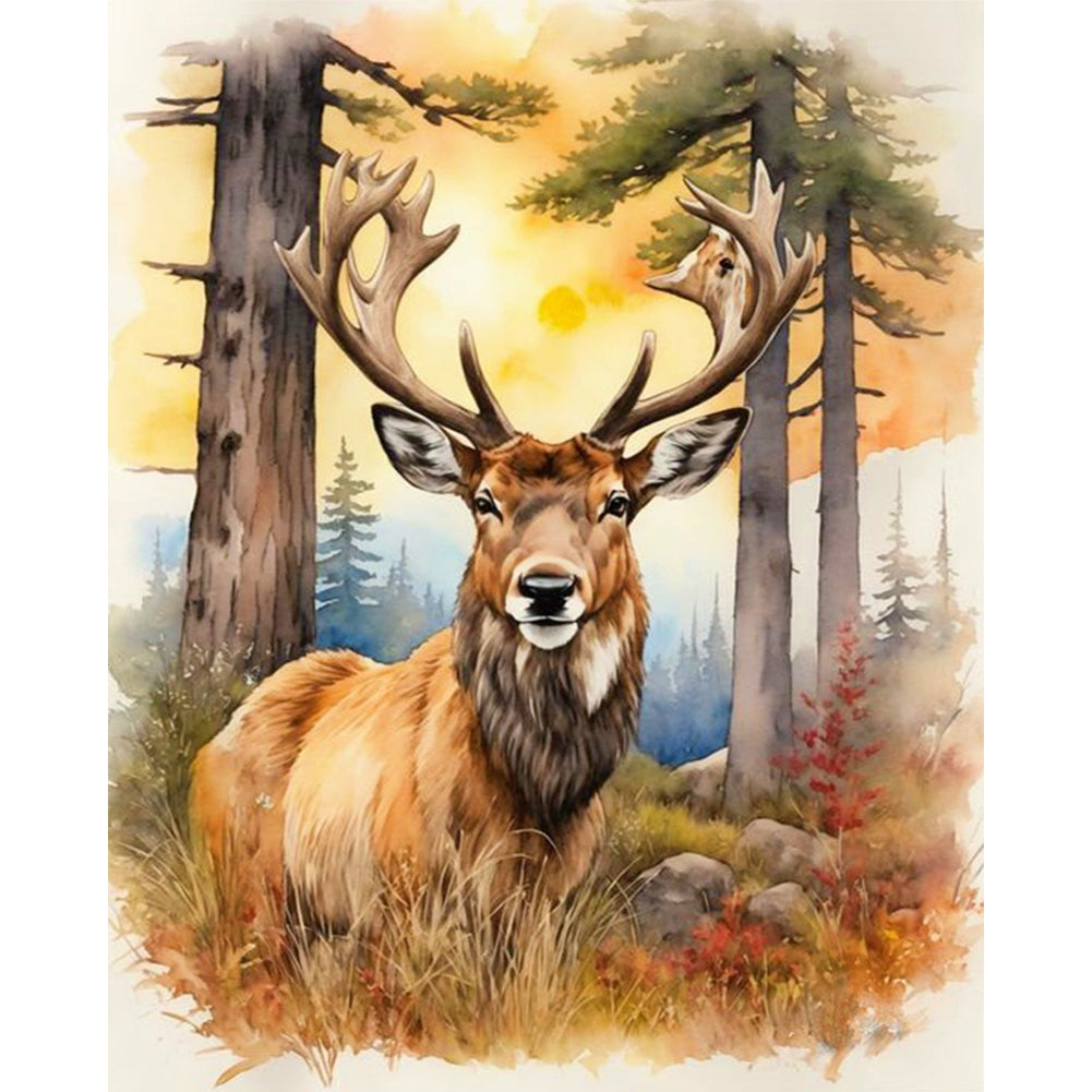 Elk In The Woods - 11CT Stamped Cross Stitch 40*50CM(Joy Sunday)