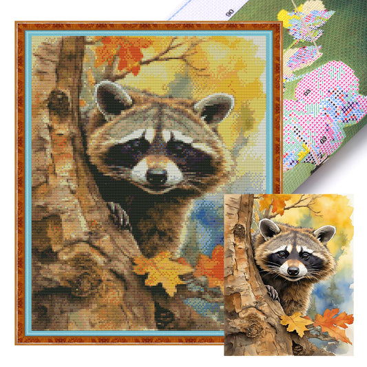 Woods Raccoon - 11CT Stamped Cross Stitch 40*50CM(Joy Sunday)