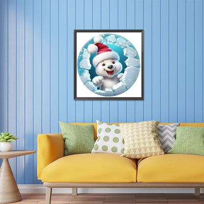 Christmas Animals Breaking Through The Ice - Full Square Drill Diamond Painting 30*30CM