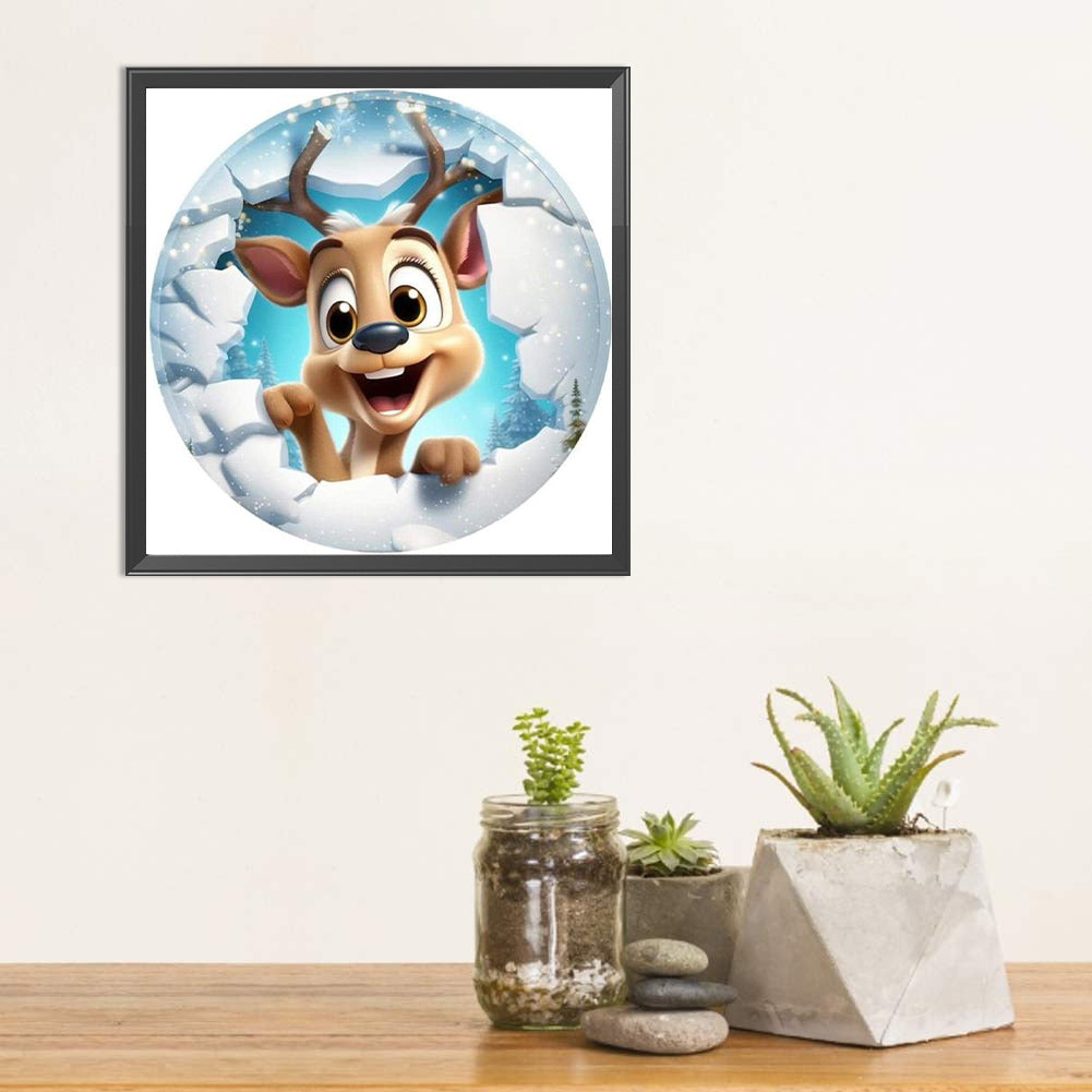 Christmas Animals Breaking Through The Ice - Full Square Drill Diamond Painting 30*30CM