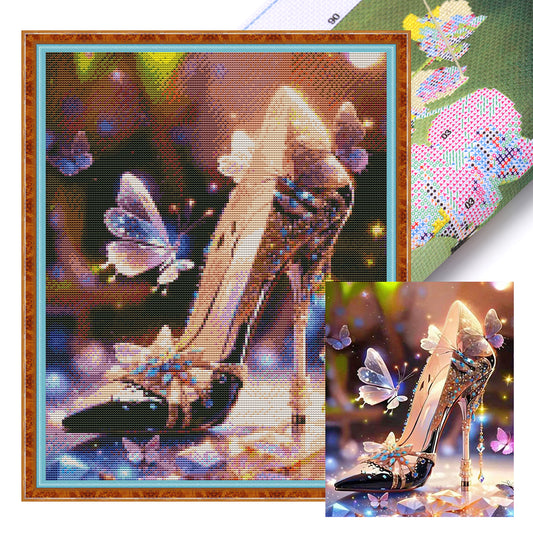 Butterfly High Heels - 11CT Stamped Cross Stitch 40*50CM(Joy Sunday)