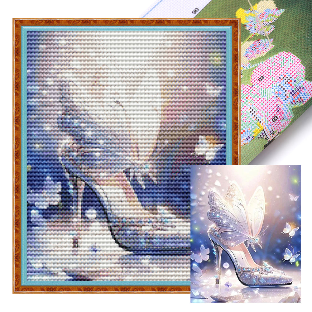 Butterfly High Heels - 11CT Stamped Cross Stitch 40*50CM(Joy Sunday)