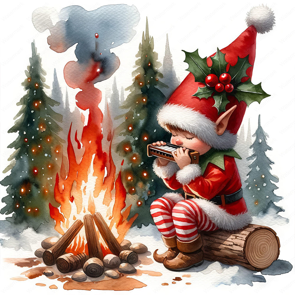 Santa Claus And Elves - Full Square Drill Diamond Painting 30*30CM