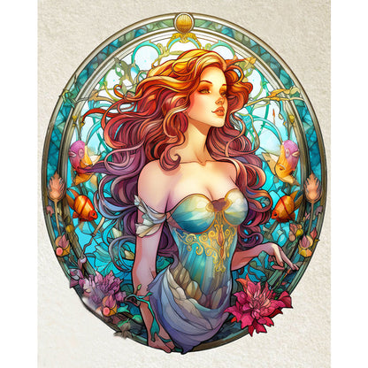 Glass Painting-Mermaid - 11CT Stamped Cross Stitch 50*60CM(Joy Sunday)