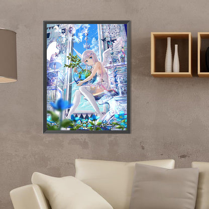 Angel Girl Embracing The World Tree - Full Round Drill Diamond Painting 30*40CM