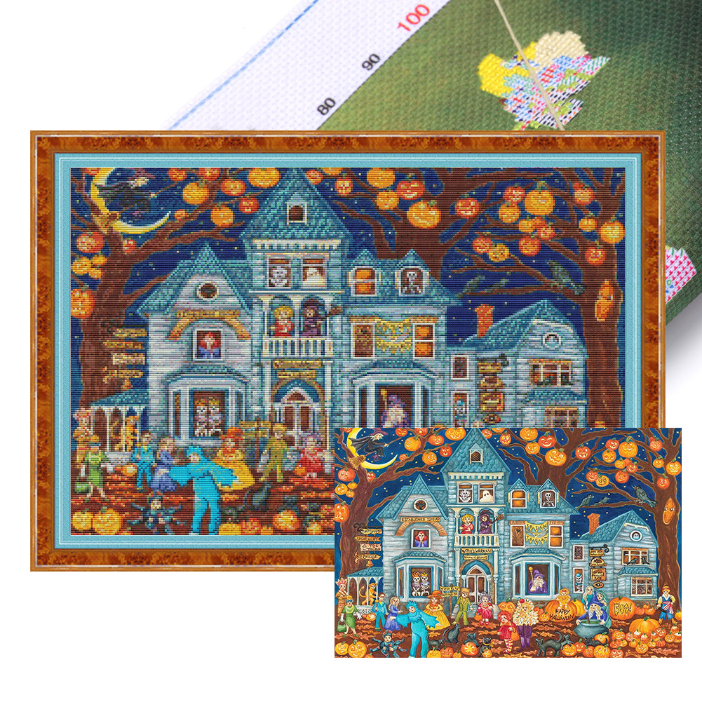 Halloween Cabin - 11CT Stamped Cross Stitch 60*50CM(Joy Sunday)