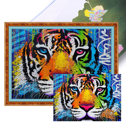 Colorful Tiger - 11CT Stamped Cross Stitch 60*45CM(Joy Sunday)