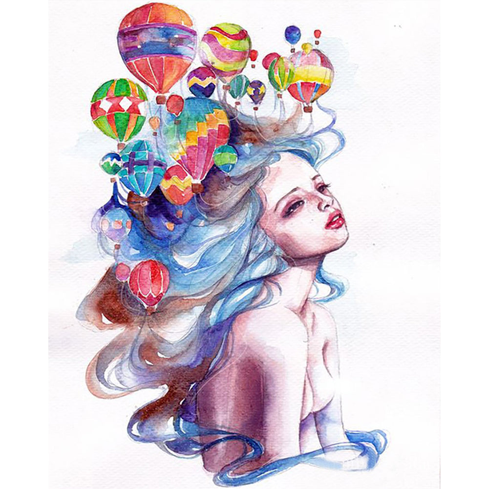 Hot Air Balloon Girl - 11CT Stamped Cross Stitch 40*50CM(Joy Sunday)