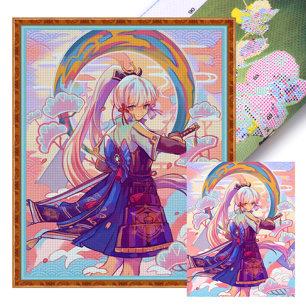 Cartoon Girl - 11CT Stamped Cross Stitch 40*50CM(Joy Sunday)