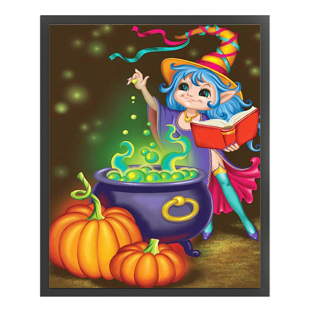 Pumpkin Little Witch - 11CT Stamped Cross Stitch 40*50CM(Joy Sunday)