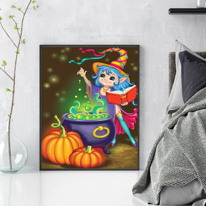 Pumpkin Little Witch - 11CT Stamped Cross Stitch 40*50CM(Joy Sunday)