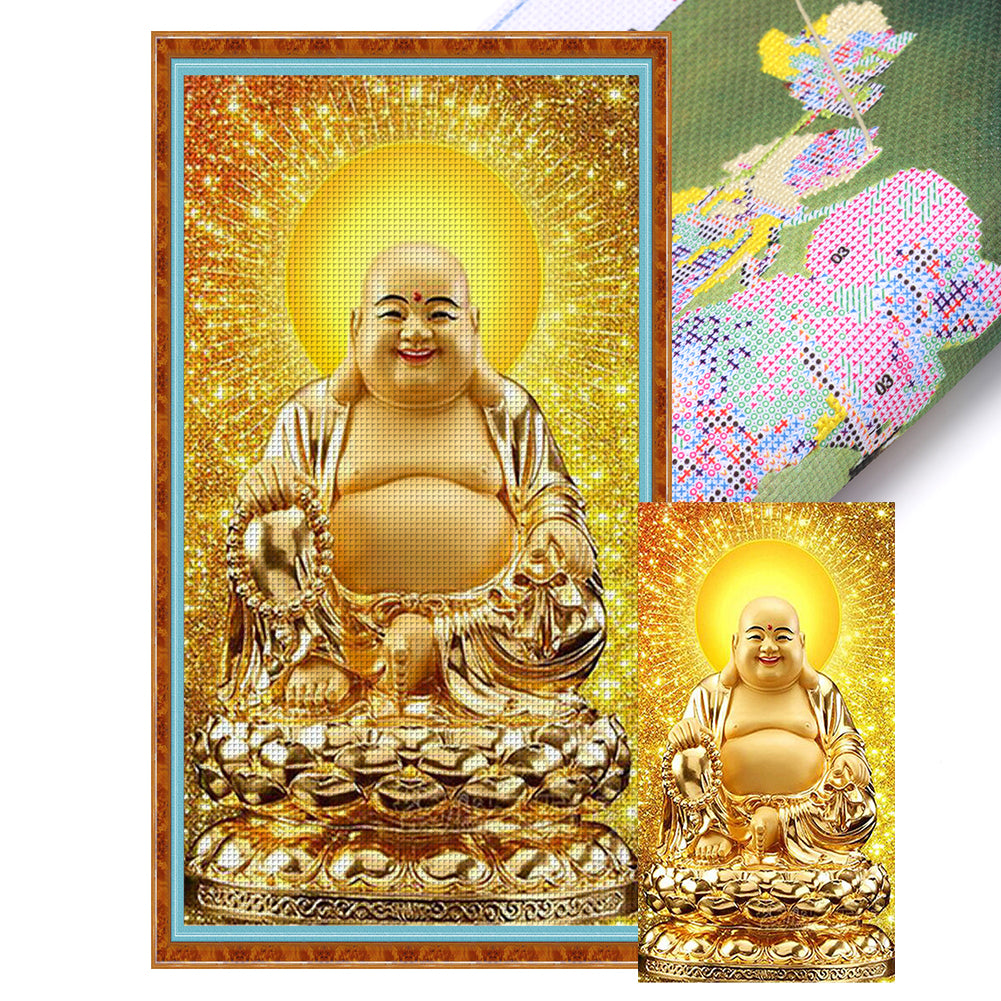 Golden Buddha Statue - 11CT Stamped Cross Stitch 40*70CM(Joy Sunday)