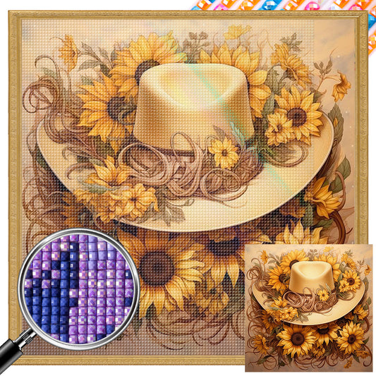 Sunflower And Straw Hat - Full AB Square Drill Diamond Painting 40*40CM
