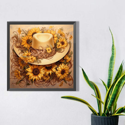 Sunflower And Straw Hat - Full AB Square Drill Diamond Painting 40*40CM