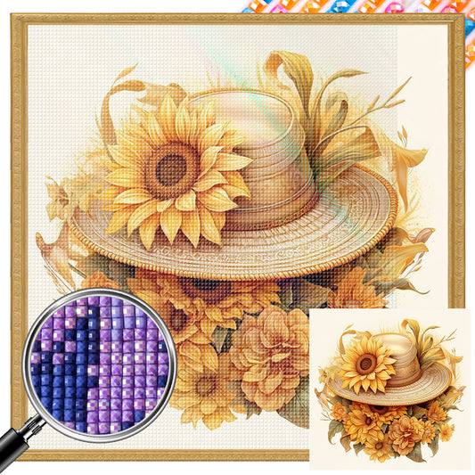 Sunflower And Straw Hat - Full AB Square Drill Diamond Painting 40*40CM