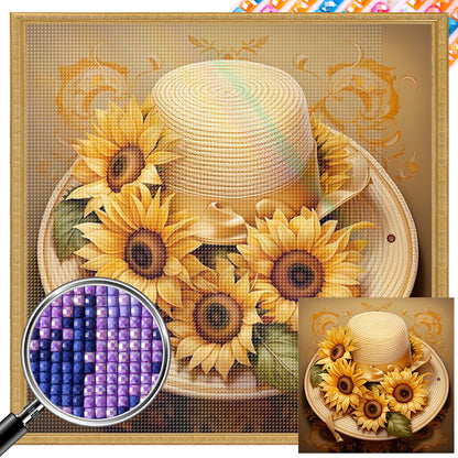 Sunflower And Straw Hat - Full AB Square Drill Diamond Painting 40*40CM