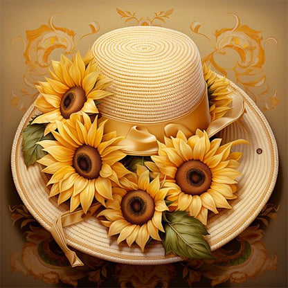 Sunflower And Straw Hat - Full AB Square Drill Diamond Painting 40*40CM