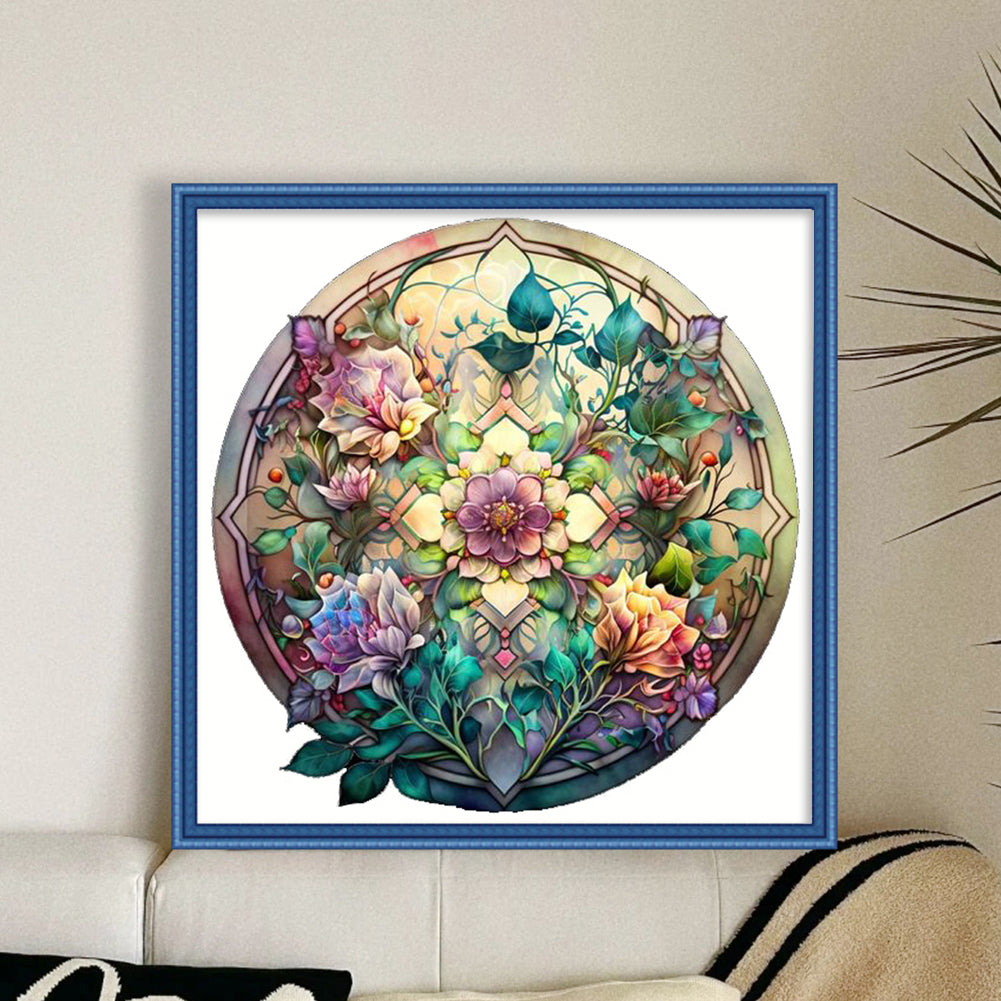 Bouquet Of Flowers - 18CT Stamped Cross Stitch 30*30CM(Joy Sunday)