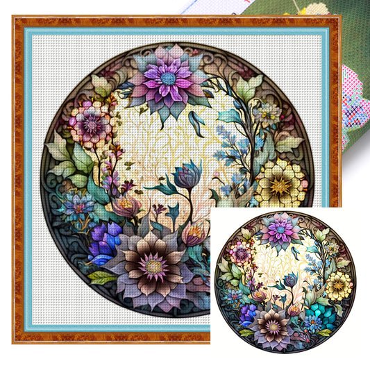 Bouquet Of Flowers - 18CT Stamped Cross Stitch 30*30CM(Joy Sunday)