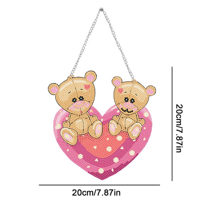 Acrylic Love Bear Single-Sided 5D DIY Diamond Painting Hanging Pendant 20x20cm