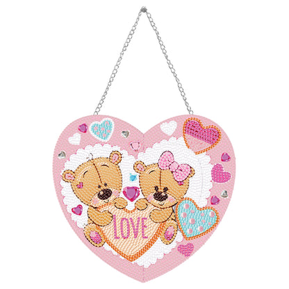 Acrylic Love Bear Single-Sided 5D DIY Diamond Painting Hanging Pendant 20x20cm