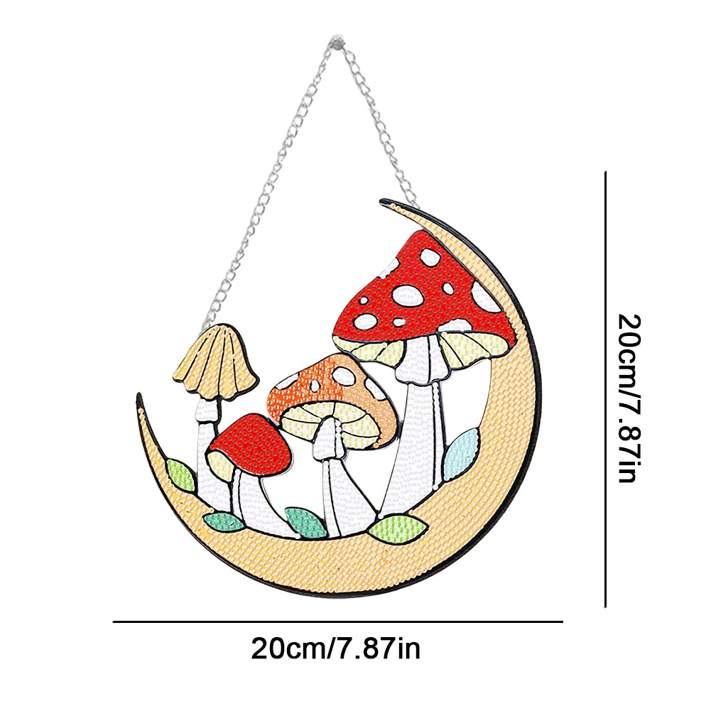 Acrylic Moon Mushroom Single-Sided DIY Diamond Painting Hanging Pendant 20x20cm