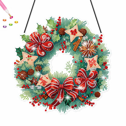 Christmas Special Shaped Diamond Painting Hanging Wreath (Flowers and Biscuits)