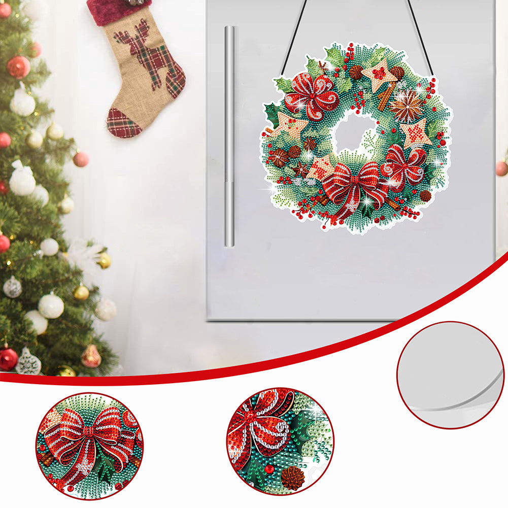 Christmas Special Shaped Diamond Painting Hanging Wreath (Flowers and Biscuits)