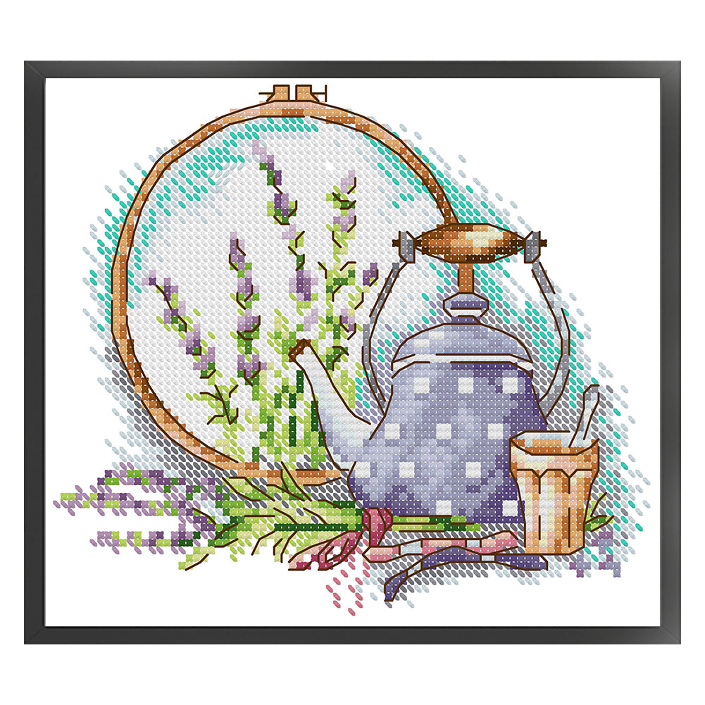 With Afternoon Tea - 14CT Stamped Cross Stitch 21*18CM(Joy Sunday)