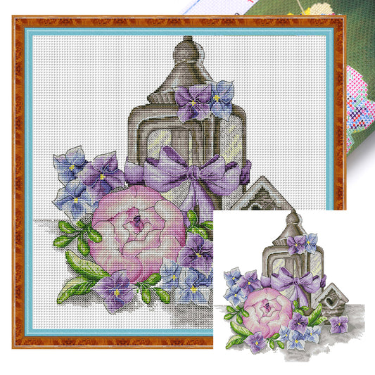 Spring Of Flowers And Lanterns - 14CT Stamped Cross Stitch 38*37CM(Joy Sunday)