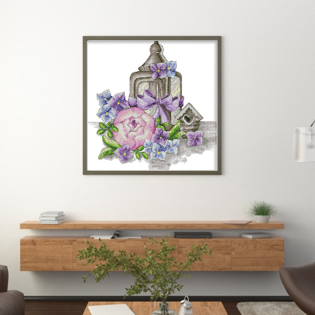 Spring Of Flowers And Lanterns - 14CT Stamped Cross Stitch 38*37CM(Joy Sunday)