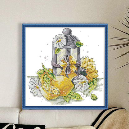 Summer Of Flowers And Lanterns - 14CT Stamped Cross Stitch 38*37CM(Joy Sunday)