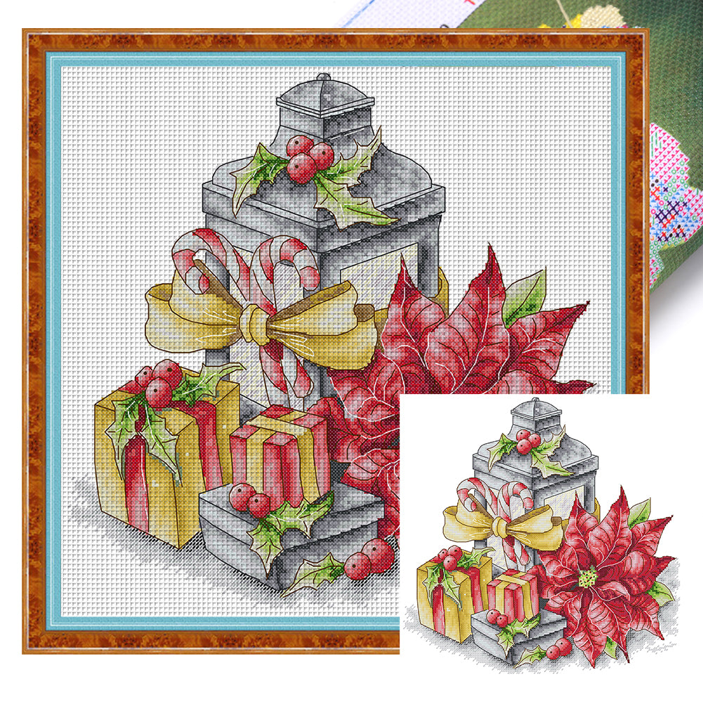 Winter Of Flowers And Lanterns - 14CT Stamped Cross Stitch 37*36CM(Joy Sunday)