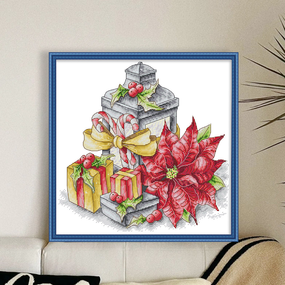 Winter Of Flowers And Lanterns - 14CT Stamped Cross Stitch 37*36CM(Joy Sunday)