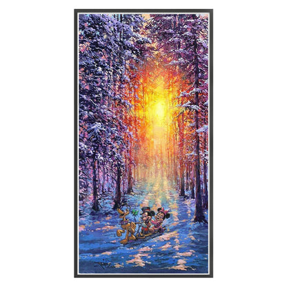 Mickey And Minnie In The Woods - 11CT Stamped Cross Stitch 44*90CM(Joy Sunday)