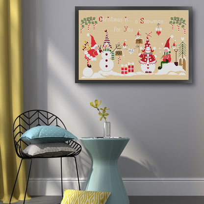 Christmas Snowman - 14CT Stamped Cross Stitch 57*36CM(Joy Sunday)