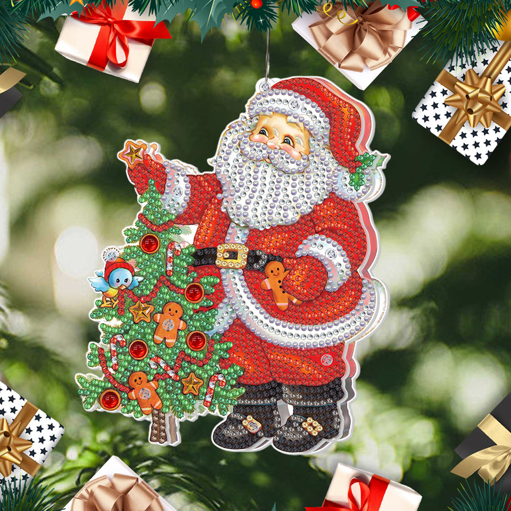 Special Shape Diamond Art Hanging Lamp Diamond Art Handmade Craft (Santa)