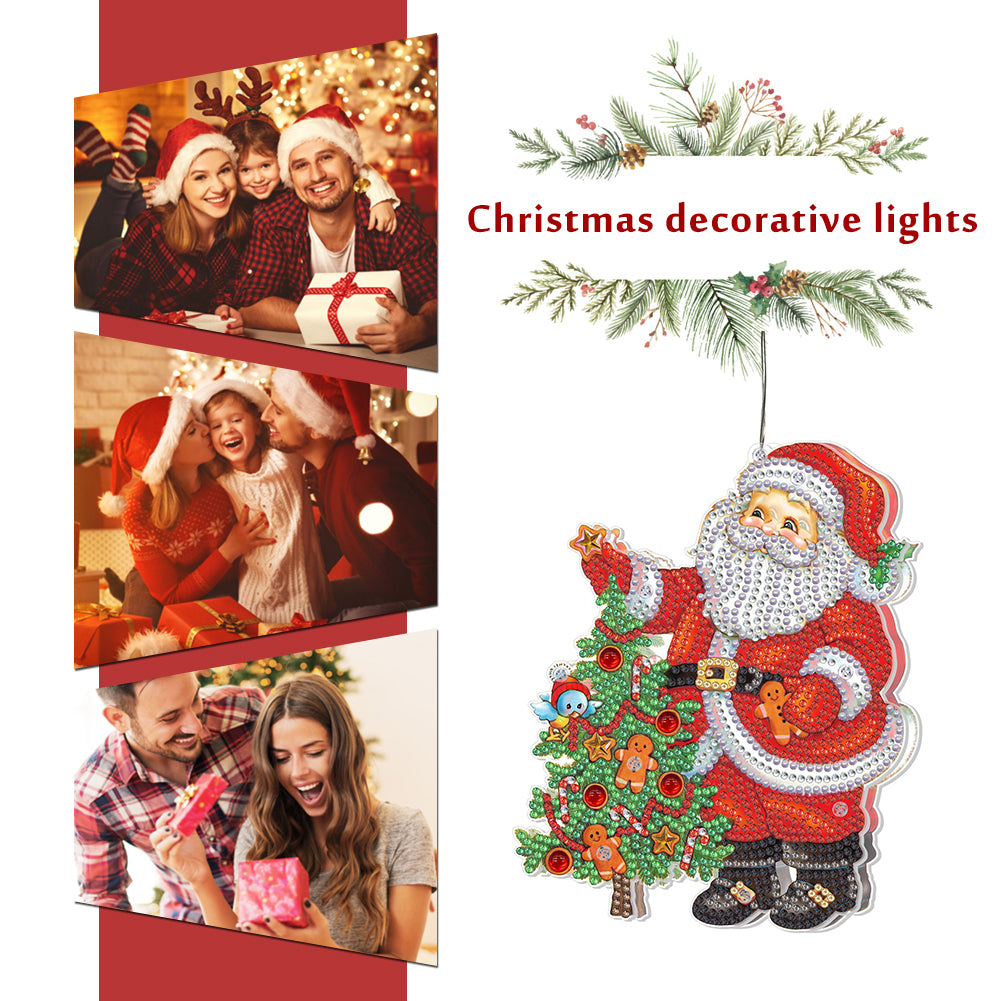 Special Shape Diamond Art Hanging Lamp Diamond Art Handmade Craft (Santa)
