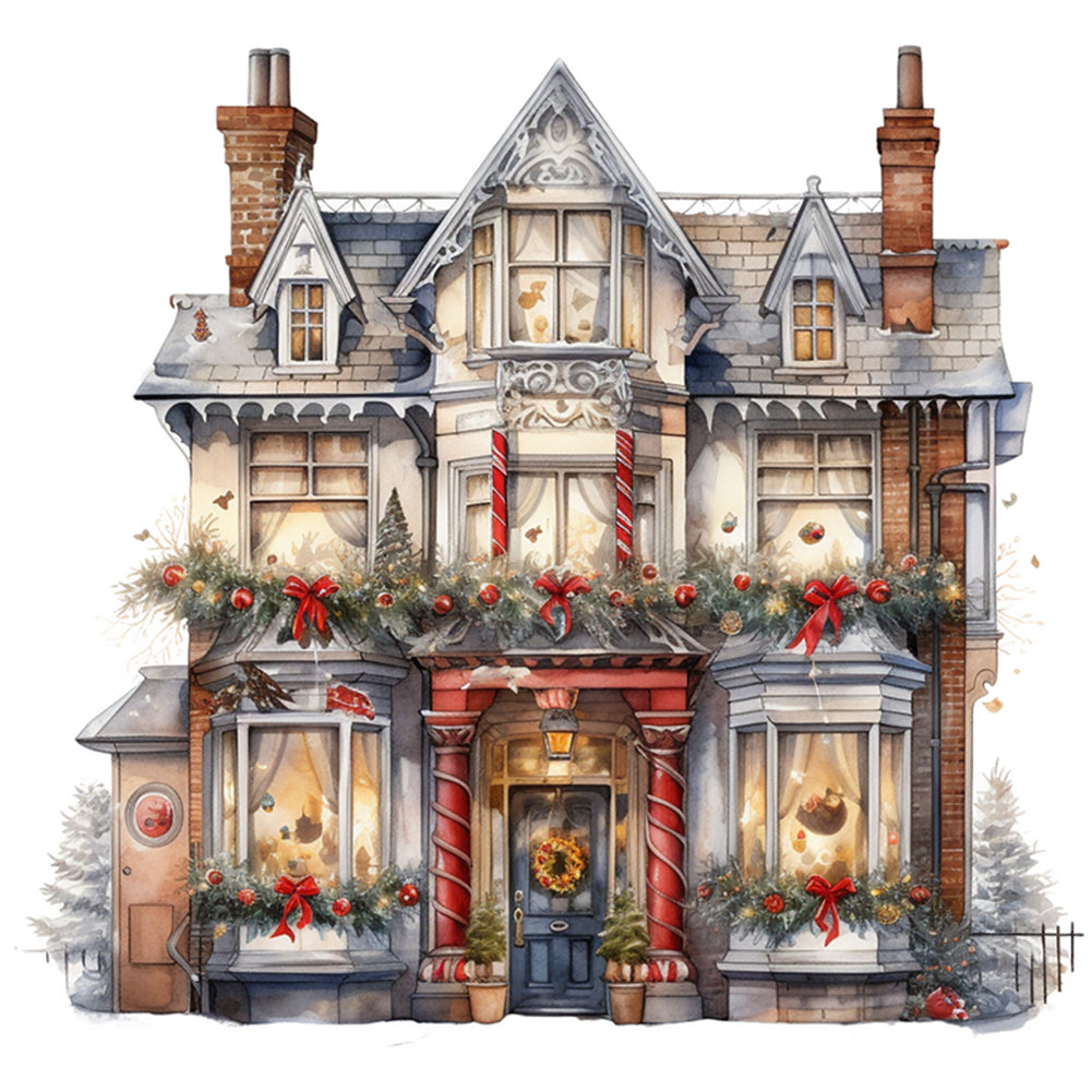 Christmas Cabin - 18CT Counted Cross Stitch 35*35CM(Joy Sunday)