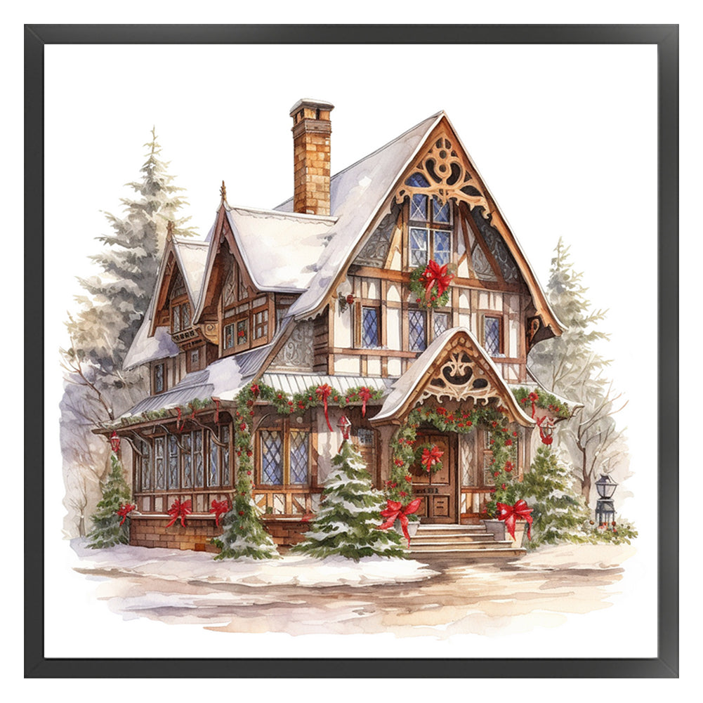 Christmas Cabin - 18CT Counted Cross Stitch 35*35CM(Joy Sunday)