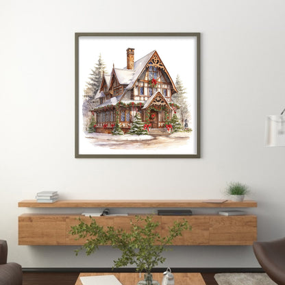 Christmas Cabin - 18CT Counted Cross Stitch 35*35CM(Joy Sunday)