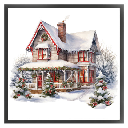 Christmas Cabin - 18CT Counted Cross Stitch 35*35CM(Joy Sunday)