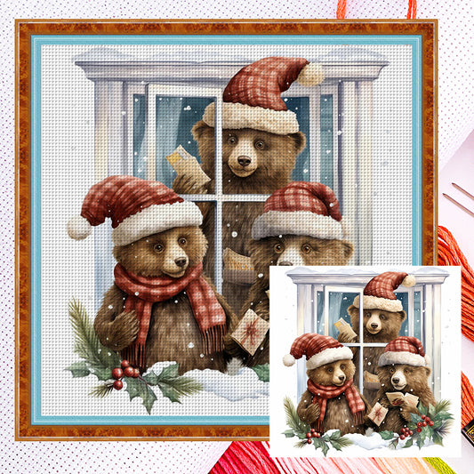 Christmas Bear - 18CT Counted Cross Stitch 30*30CM(Joy Sunday)